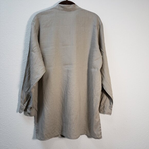 Vtg. Classiques Oversized Tan Button Up Blouse 100% Linen Size Small - Picture 5 of 7